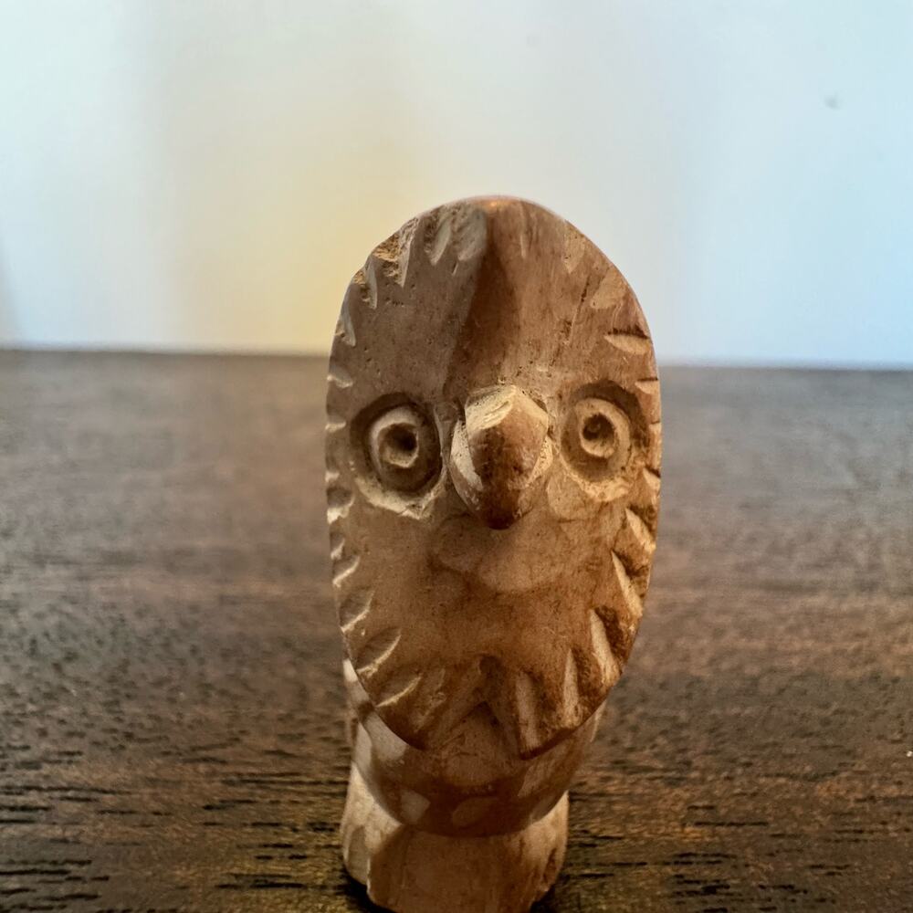 Owl Figurine Vintage 2" Soapstone African Hand Carved Artisan Mini Chi Omega